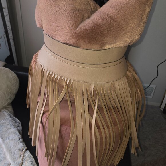 BCBGMax Azria Fringe Contour Waist Belt - Blush Nude Pink Size M - Picture 7 of 13